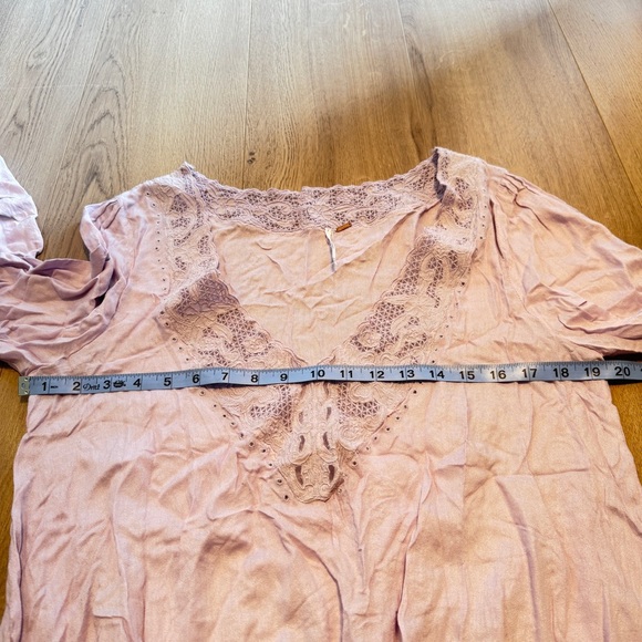 Free People Bodysuit Womens Medium Pink-Purple Lace Long Sleeve - Picture 7 of 8